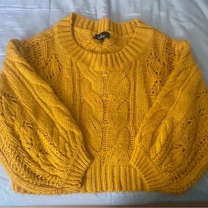 Lulu's Mustard Cable Knit Sweater